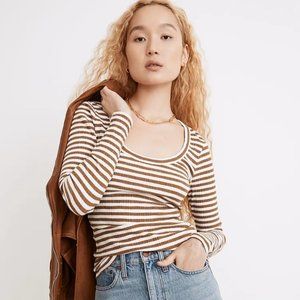 Madewell Pointelle Square-Scoop Tee in Stripe